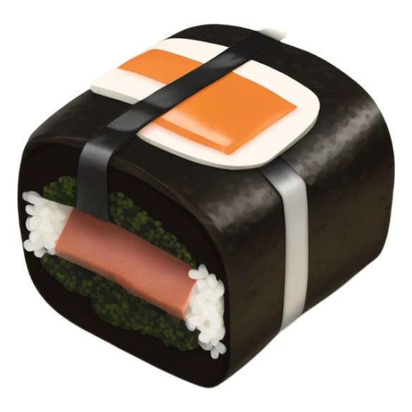 Spam musubi with rice, a slice of spam wrapped in nori sticker