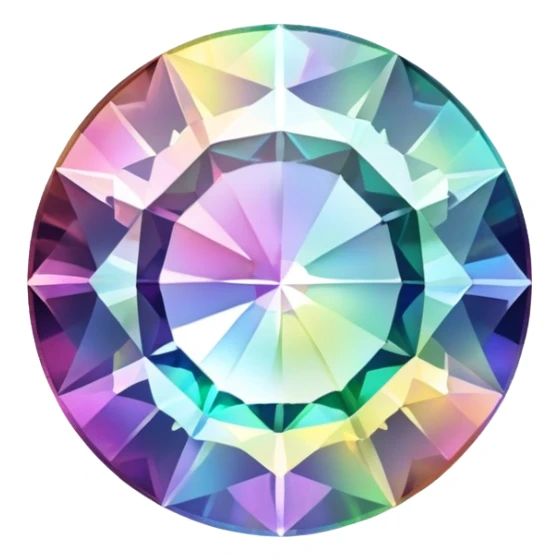 Round cut holographic mystic quartz gemstone with rainbow iridescence and sparkling facets sticker