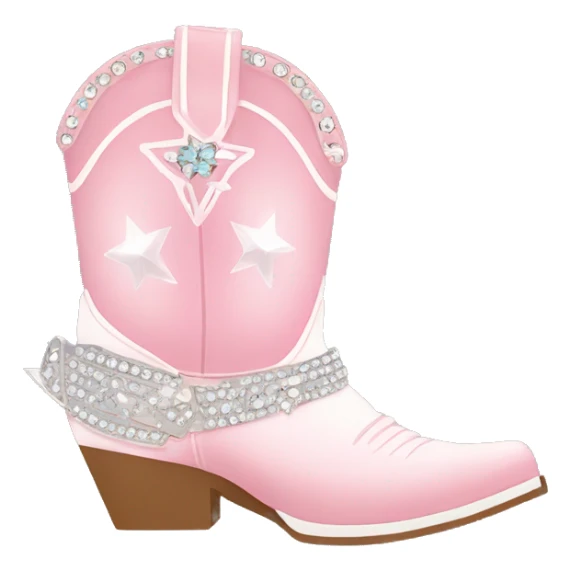 Light pink and white lined cowgirl boot with gems sticker