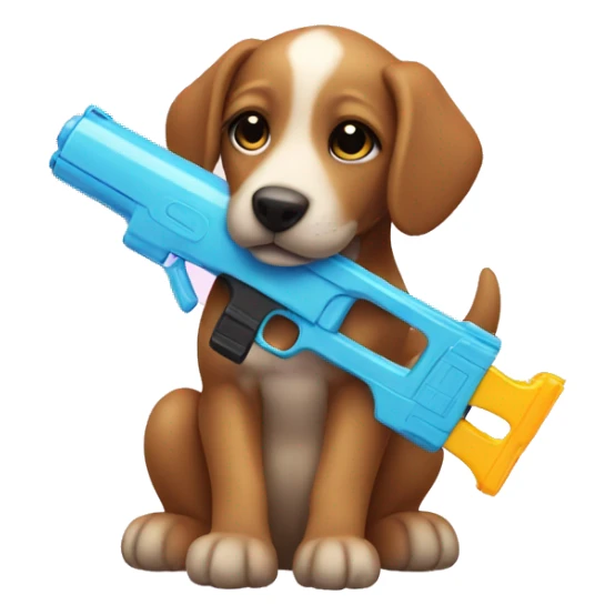 puppy and water gun sticker