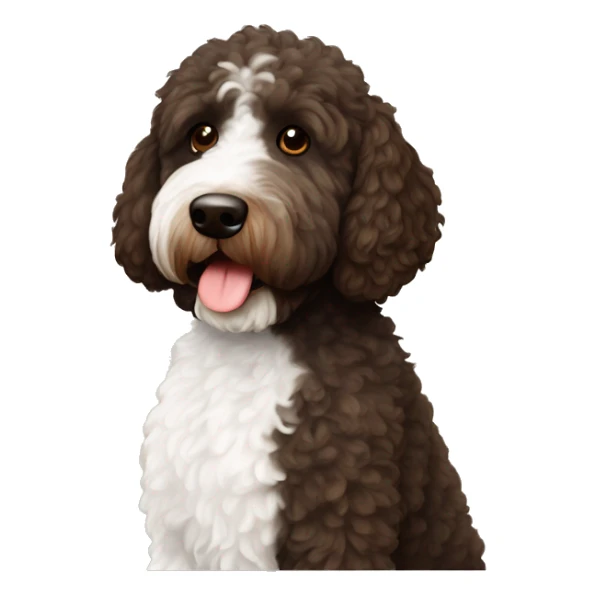 Black and￼ and brown bernadoodle with white on chest and dark brown Australian labradoodle with white on chest sticker
