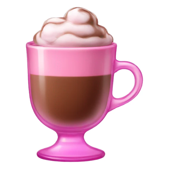 pink glass with hot chocolate sticker