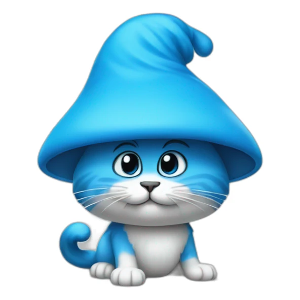 Blue Smurf cat wearing mushroom like a hat sticker
