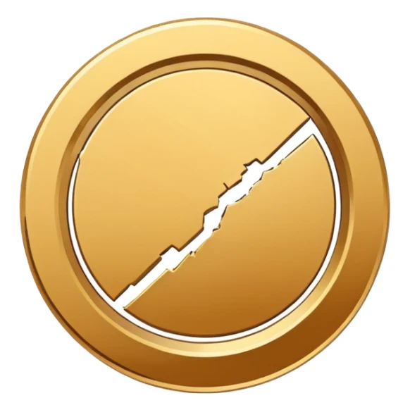 Minimal line-art icon of a small broken coin or downward arrow inside a circle, clean modern style, simple outlines, no background, transparent, represents “losses / setbacks sticker