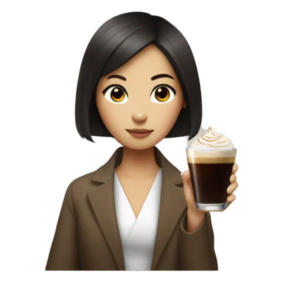 Korean girl holding an espresso martini sticker