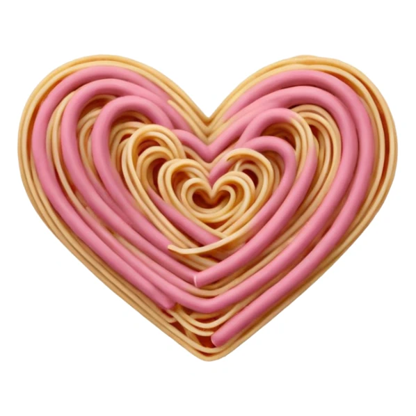Spaghetti shaped like hearts with no plate, make the spaghetti pink sticker