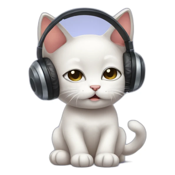 sad kitten listening to music with eyes closed sticker