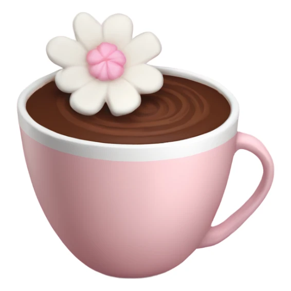 Hot chocolate with pale pink flower and whipped cream sticker