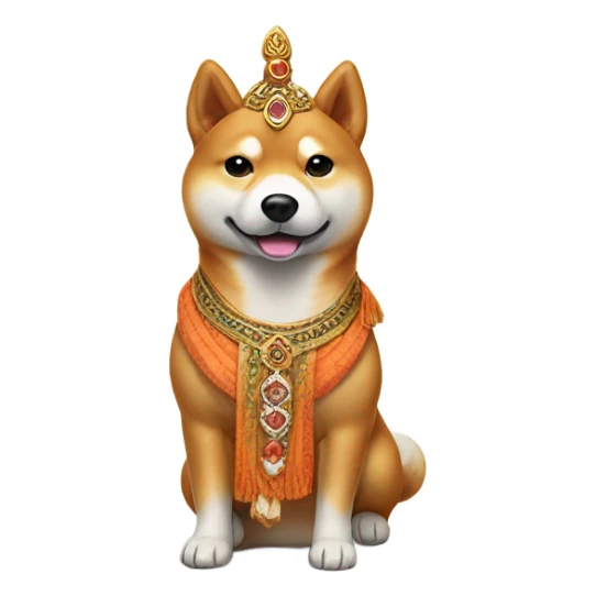 Shiba Inu as Indian god in old fashioned swimming suit sticker