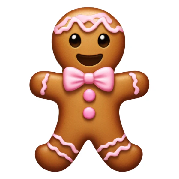 A light brown gingerbread man with light pink icing and a light pink bow on its head sticker