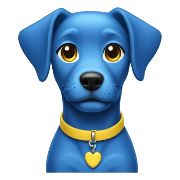  blue female dog with yellow collar sticker