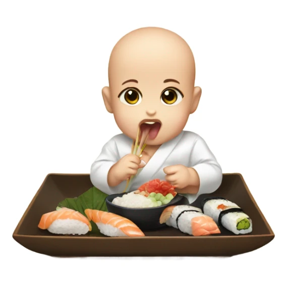 baby eating sushii sticker