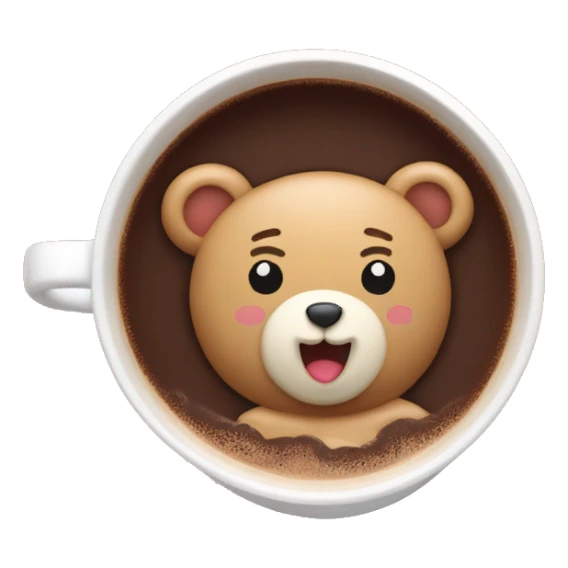 Teddy bear inside of a cup of hot chocolate sticker