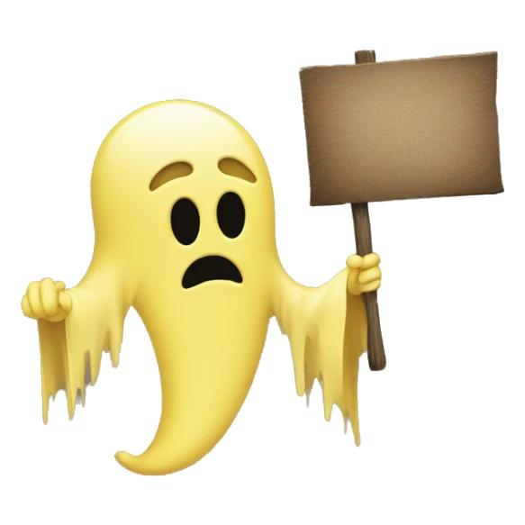 yellow ghost emoji holding a sign sticker