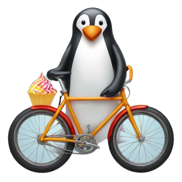 penguin with a lolly pop on a bike sticker