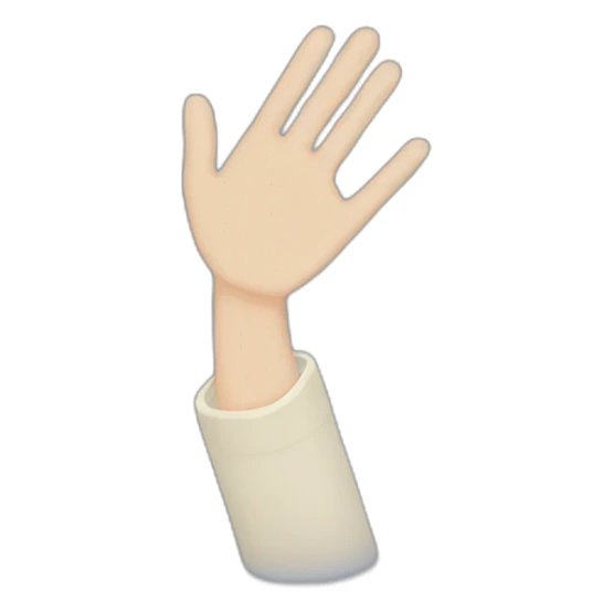 open palm salute to the sky with the palm facing down from a white man full body sticker