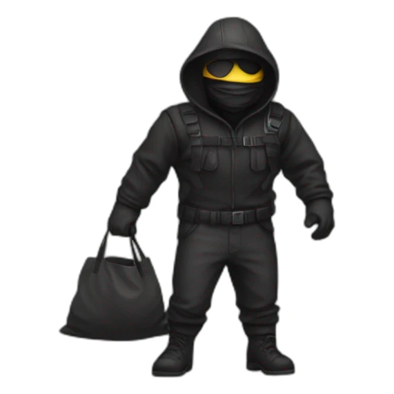 emoji of a robber in a mask with a bag behind his back sticker