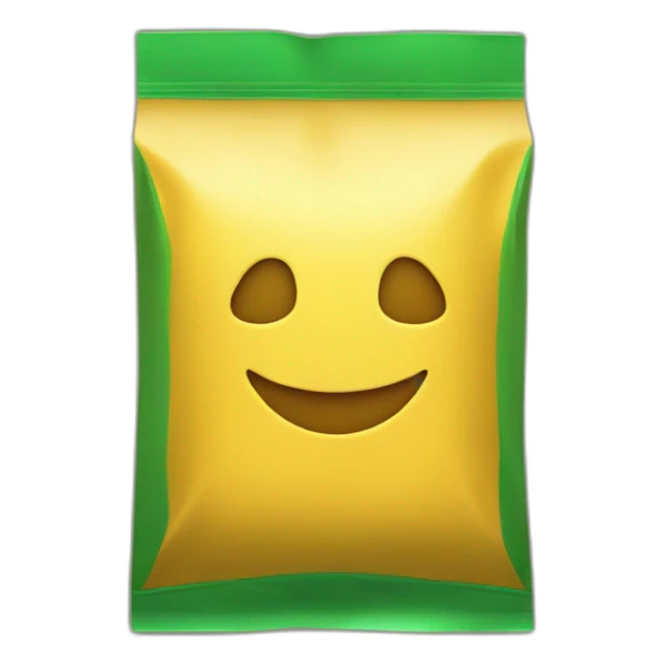 green coffee bag, yellow on the sides sticker