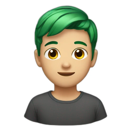 boy with green  short hair and brown eyes sticker