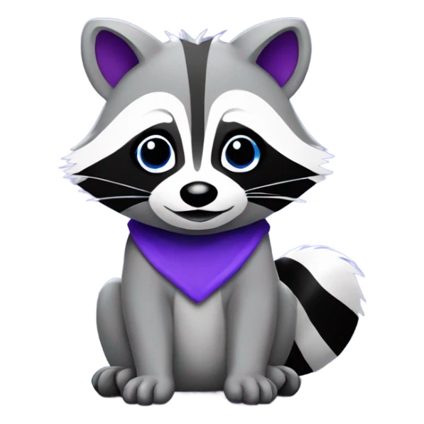 Blue and purple color pop animated cute raccoon sticker