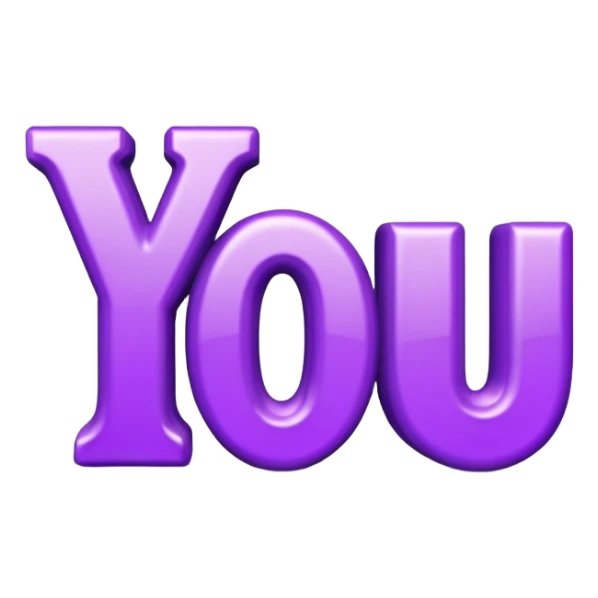 3D text that spells "you" in a shiny purple fancy font  sticker