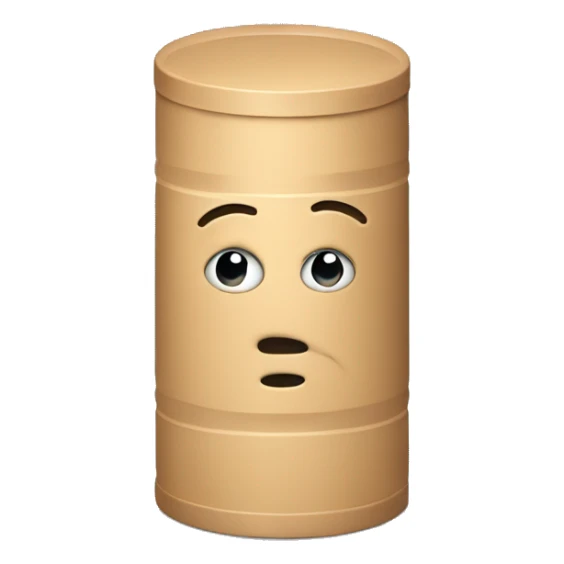 cylinder with an box behind it with an head sticking out of he cylinder sticker