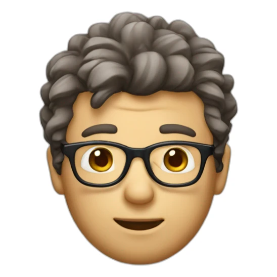 homme cheveux boulés et avec des lunettes sticker