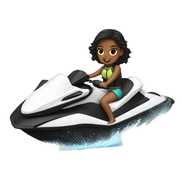 black haired girl white riding jet ski sticker