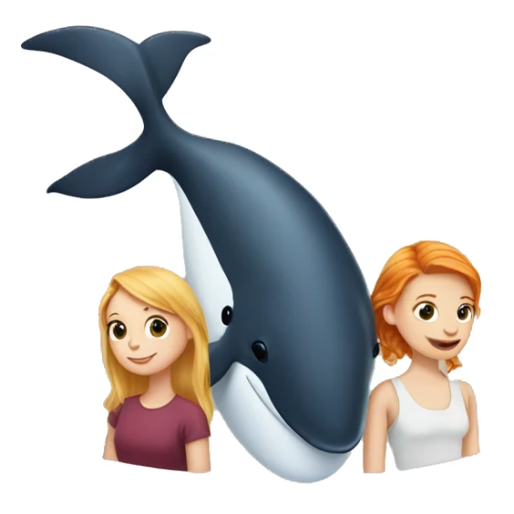 Whale sitting with  a ginger girl and a blonde girl  sticker