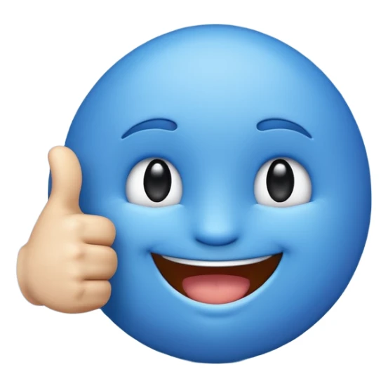 a blue emoji holding up a thumbs up gesture sticker