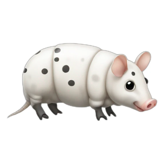 White pig armadillo cow centipede insect with black spots sticker