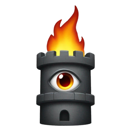 dark Gray tower with an opening on the top containing a fiery eye sticker