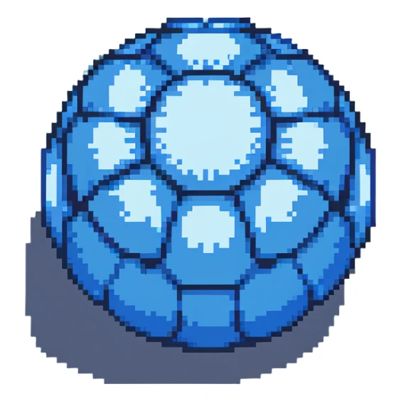 Blue digital bomb, round bomb body with blue highlights and details, no timer, sleek design, pixel art style sticker