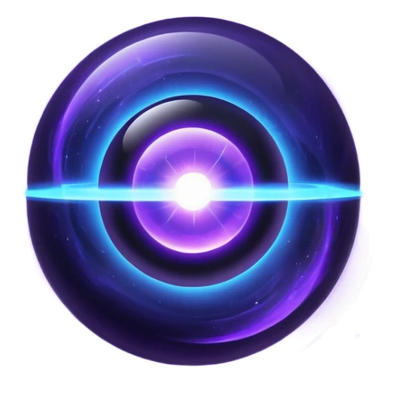glowing sphere with blue and purple light inside, blackhole as energy core sticker