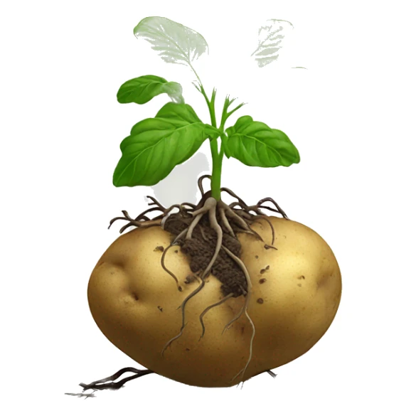 potato plant with roots and tubers sticker