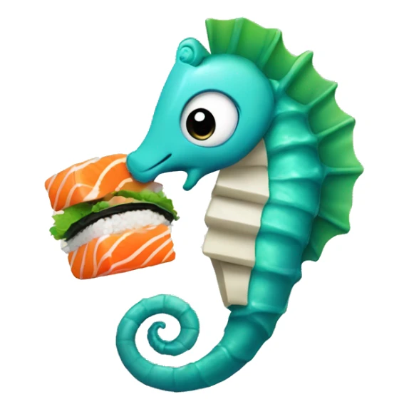 Seahorse eating sushi sticker