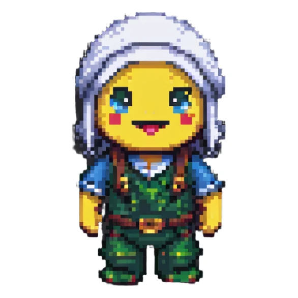 pixel art character resembling حزلقوم with a playful and humorous look sticker
