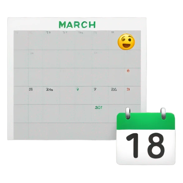 a single calendar page showing March and 8 in big bold letter sticker