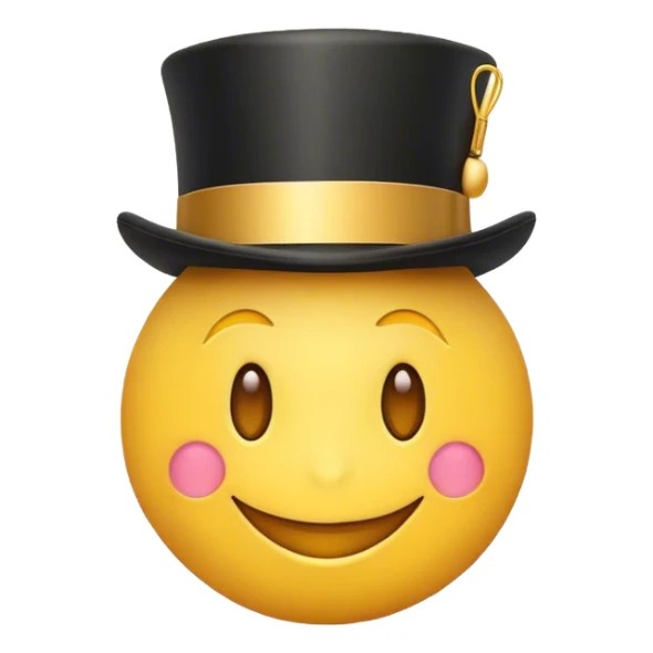a yellow emoji smiling with a top hat sticker