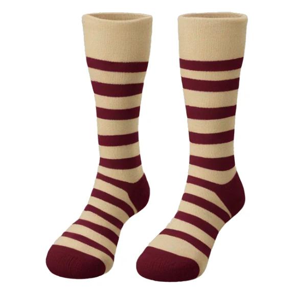 biege socks with burgundy stripes sticker