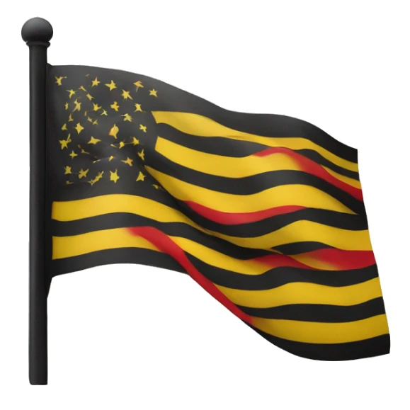 A wavy flag with a yellow circle in the middle with black on top and red on the bottom  sticker