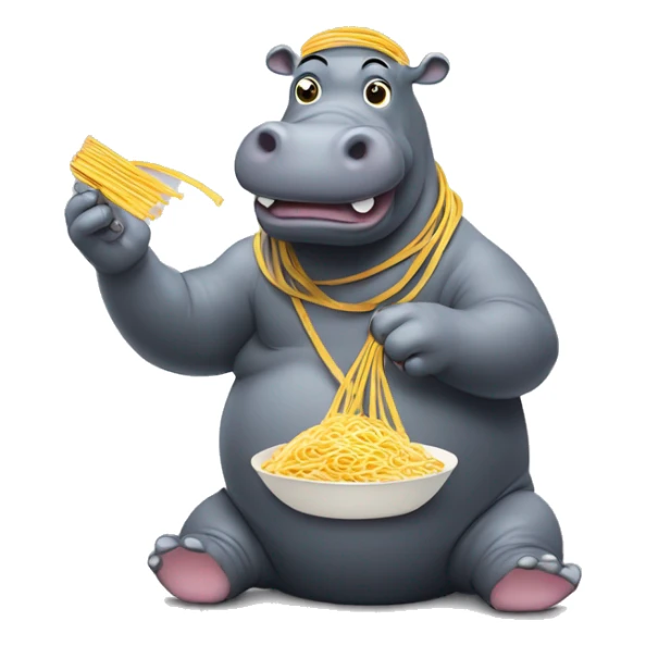 Hippo being cool and juggling with noodles on its back sticker