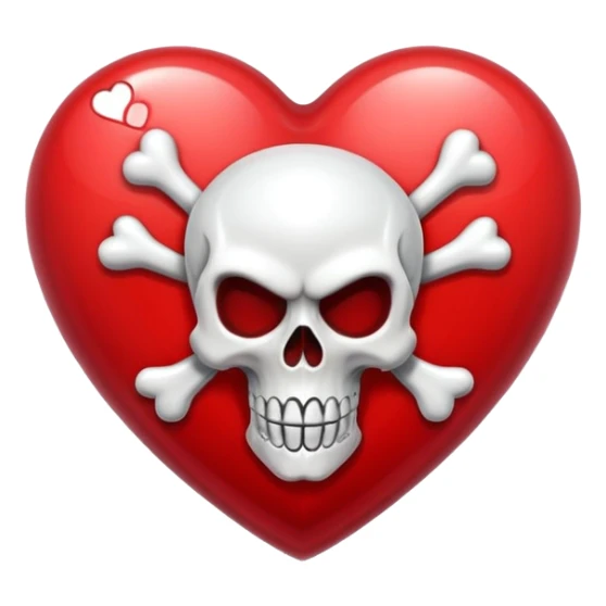red spinning heart with a evil skull inside of it sticker