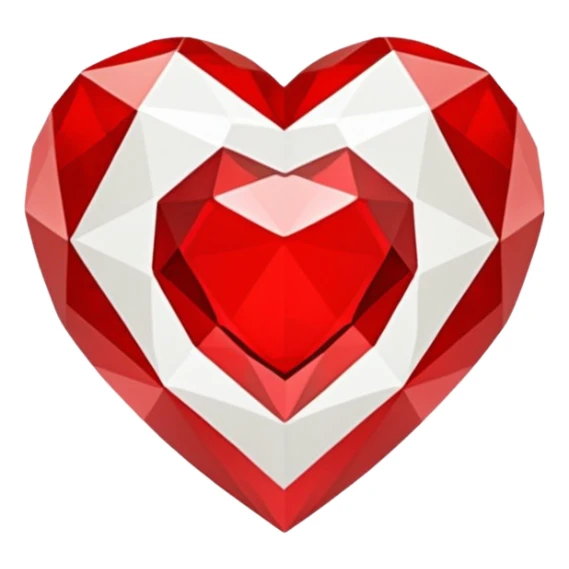white and red geometric jewel heart sticker