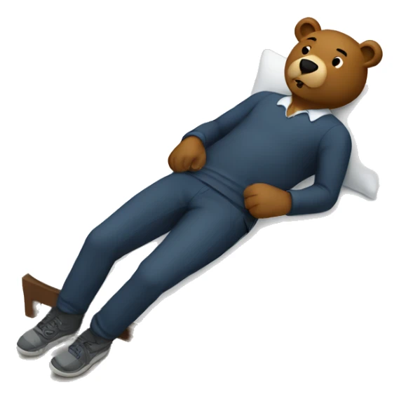 A man lying flat on the ground with a bear sitting on top of him sticker
