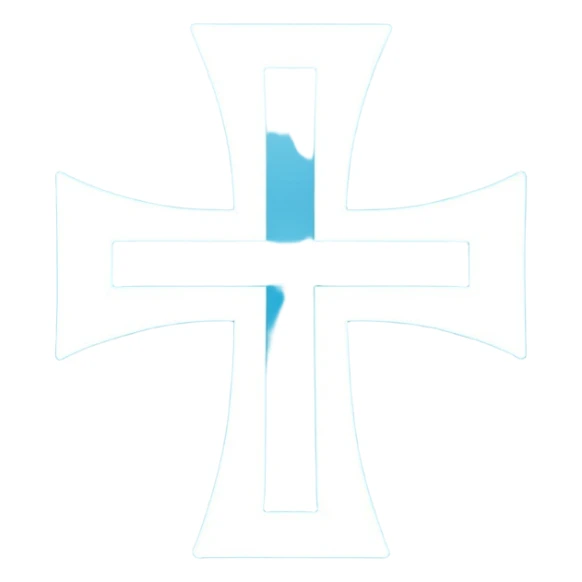 simple flat cyan blue square icon with a clean white greek cross like thsi: ☩ sticker