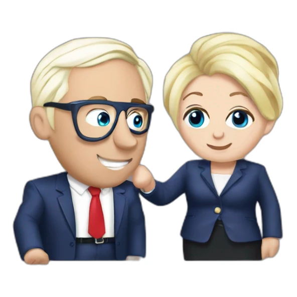Macron et marine le pen qui s'embrassent sticker