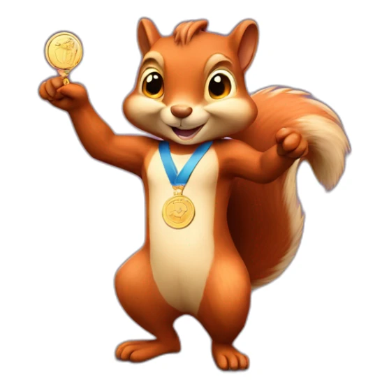 the squirrel holds the winner's medal in its paws sticker