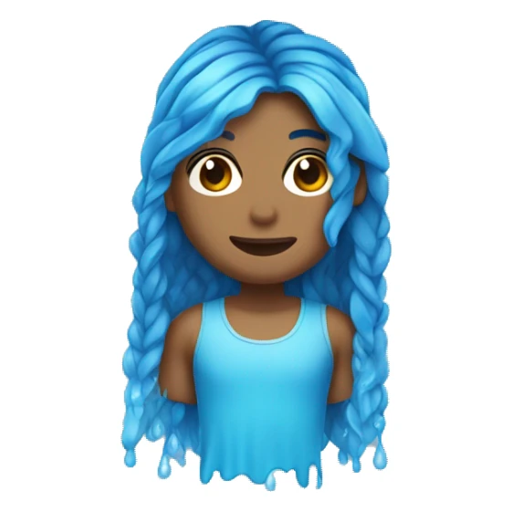 avatar de agua con pelo trenzado y piel azul  sticker