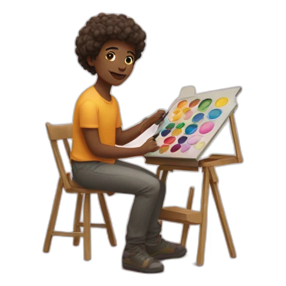 artist paining holding color palette sticker